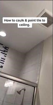 How to caulk shower tile to ceiling. #caulk #bathroom #diy #howto #handyman