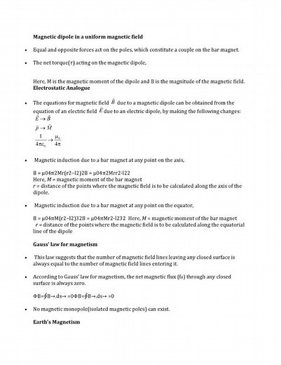Revision 5 Magnetism And Matter Notes Physics | Class 12 Chapter 5 Physics #physics #chemistry #jee