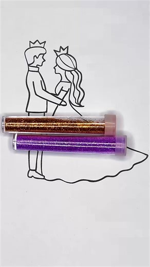 💜 Purple Bride Dress 👸🤴 Glitter Art for Kids ✨ #art #dress #glitter #purple #couple | Inspireloft
