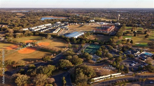 Aerial video Saddlebrook Recreation Center at The Villages