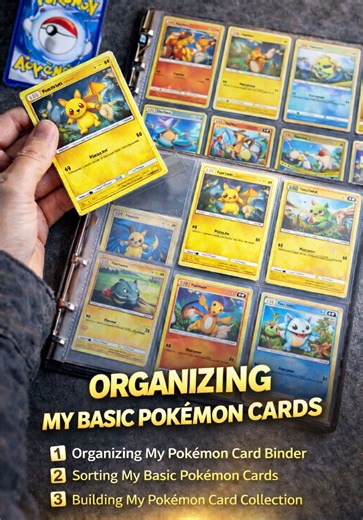 Organizing my basic Pokémon cards 🎴✨ So satisfying to see the collection coming together. •\t#pokemoncards\t#pokemoncollector #pokemontcg #pokemoncommunity\t#cardcollection