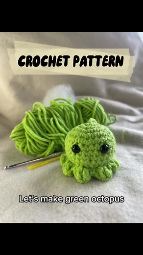 OCTOPUS CROCHET TUTORIAL 💚 It is very easy and good for beginners. I used 3.5 hook for this one. You can also use black yarn for eyes instead. This can be used as keychain, bagcharm, phone charm, display, or a squishy small stuffed toy. Try doing it with other colors or make it colorful. The more the merrier! 💚🧶🧵 #crochet #crochetlove #yarn #yarns #craft #crafts #crafted #green