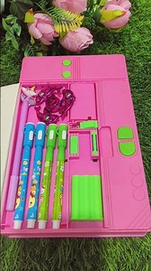 Jumbo pink pencil box 🎁 with stationery collection #stationarycollection #pencilbox #stationery
