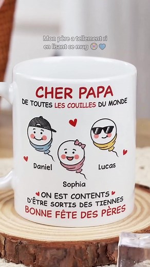 Mug personnalisé « Cher papa de toutes les couilles du monde » - idée cadeau