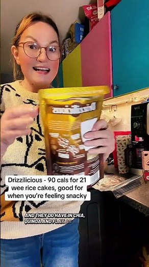 These are the Drizzilicious Mini Rice Cake Bites – and yes, I get the hype