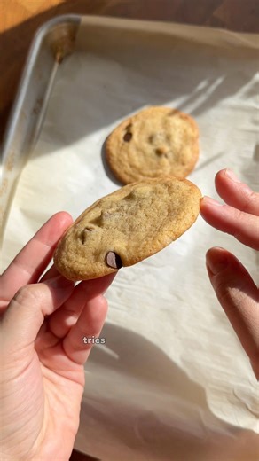 After five attempts and lots of trial and error, I finally perfected these amazing chocolate chip cookies! If you follow my stories, you saw some of the beautiful (but not quite right) versions I made along the way. Some of those actually turned out wonderful and might make it onto the blog soon — they just weren't the exact copycat I was aiming for. These cookies are thin, crispy on the edges, and wonderfully chewy in the center with that signature crackly top. The secret is using melted butter