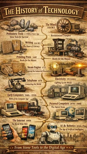 The History of Technology#HistoryOfTechnology #TechEvolution #Innovation #FromStoneToDigital #world