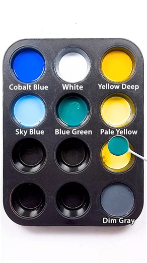 Color Recipes From Just Cobalt Blue, White, Yellow Deep and Dim Grey #colormixing #relaxing #asmr #satisfying | Painting Academy