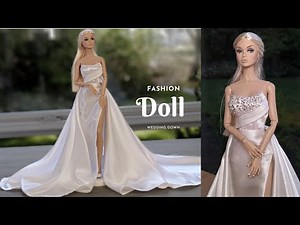 The making of Goddess miniature Bridal Gown for fashion dolls ❤️ Wedding dress for barbie