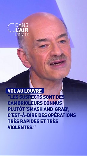 106K views · 1K reactions | "L'efficacité extrême de la police judiciaire et de l'Office centrale de répression des atteintes aux œuvres d'art a été proportionnellement inverse à l'inefficacité et à l'incompétence des services de sécurité du Louvre."  Alain Bauer, professeur émérite en criminologie et auteur de "Déclinocène", dans l'émission #cdanslair du lundi 27 octobre 2025 présentée par Caroline Roux. #louvre #suspect #cambriolage | C dans l'air | Facebook