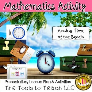 Telling Time Beach Presentation Analog Hour Lesson and Activities Grade 1
