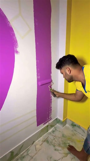 Wallpainting Pink Colour Fast Code 🏡art #viralvideo #trendingvideo #homedecor #shortfeed #painting