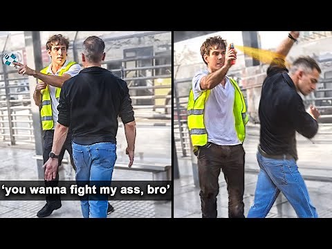 Fake "Tough Guy" FAILS To Intimidate Worker And Gets HUMBLED With Pepper Spray...