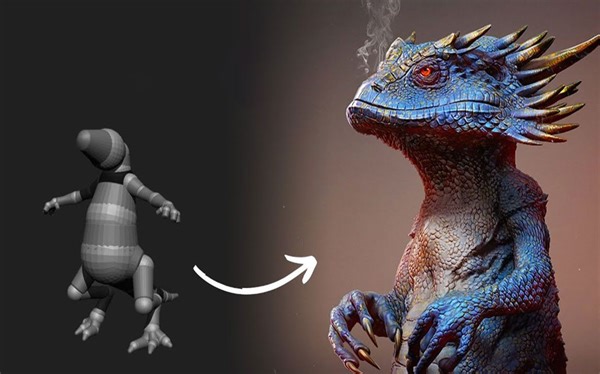 【ZBrush雕刻】从零开始雕刻恐龙！怪兽生物角色雕刻流程案例！【zbrush雕刻zbrush新手教程zbrush教程】