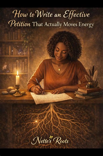 How to Write an Effective Petition That Actually Moves Energy An effective petition is clear, direct, and written from authority, not emotion. This is not a journal entry and it’s not a wish list. It is a statement of what you are calling in and what no longer has permission in your life. Keep it simple. Be specific. Write in the present tense as if the work is already active. Say exactly what you want to happen and what needs to stop. Avoid rambling or over explaining. Clarity is power. Once wr