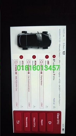 Nissan hybrid parking sensor error, ABS warning lamp on, C1B56,C1A04,U111C,C1B58,C1111-00,U1000-00,