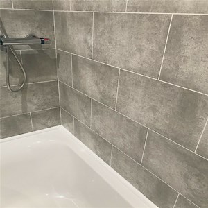 [Hot Item] Cutline Grey Tile Effect 8mm Thickness Bathroom PVC Wall Panels Shower Wet Wall Cladding