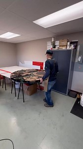 This simple process of moving the table top from one are of my shop to another took an hour. I tried multiple times to get the table top to stand before I came up with stacking the blankets. Next time it’ll only take me 5 min.👍😎 Router sled is from @totsled #diningtable #rounddiningtable #designer | Dust & Wood