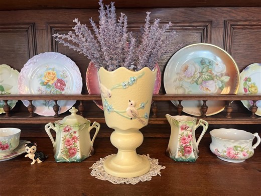 Vintage 1950s Hull Art Pottery Pastel Yellow Spring Vase: "serenade" Song Birds (S7) - Etsy