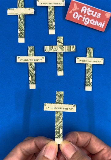 Dollar bill origami cross #atusorigami #moneyorigami #FYP #easyorigami #TikTokShopFUNFEST