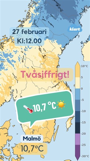 ☀️TVÅSIFFRIGA PLUSGRADER🌡️ - Första dagen i år med tvåsiffriga plusgrader! Malmö i Skåne är först ut och hade 10,7°C vid kl:12 - Våren är runt hörnet🌱 - #malmö #skåne #tvåsiffrigt #plusgrader #klart