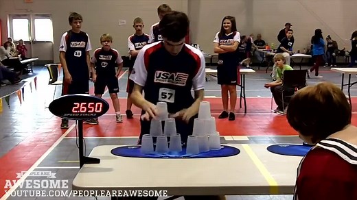 New cup stacking world record by William Orrell! | People Are Awesome