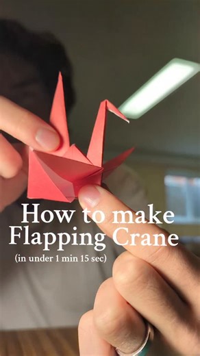 Kusudama Joey on Instagram: "How to make: Flapping Crane ⬇️ This is one for the easiest and quickest ways to make a kids day better. I carry around these small papers so I can share a bit of happiness and wonder with the world 🌏 If you make 1000 paper cranes, it's said that one wish will be granted. If 1000 people made 1 crane from watching this video, we can make anything happen. Remember that it's part of the process to make mistakes :) If the first one you make doesn't look good, move onto t