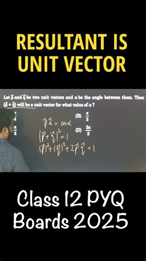 Resultant is a Unit Vector MCQ Class 12 Boards 2025 PYQ CBSE 2026 JEE CUET NDA