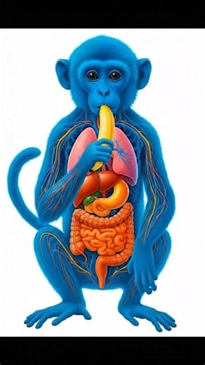 “Banana Digestion in Monkey" 🐒🐵🍌🍌 🐵🐒 #digestivesystem #animalanatomy #shorts
