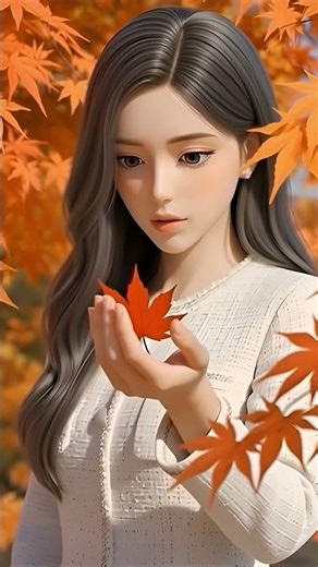 🍁 Time Under Red Maple Trees, Red Maple Leaf On Palm｜AI Animated Nature Vibes