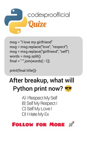 After Breakup This Python Code Changed Everything 😳 | Guess the output #programming #coding #breakup