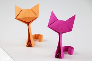 Origami Katze basteln - Anleitung zum Falten aus Papier/Geldschein