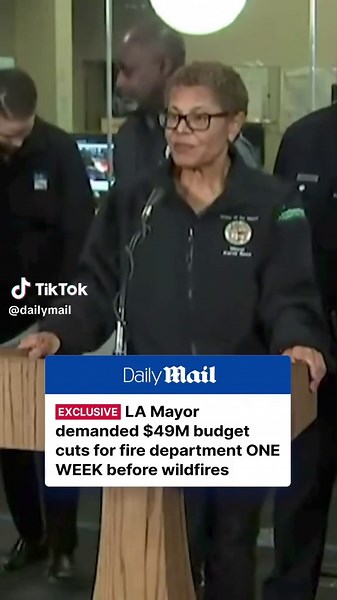 Los Angeles Mayor Karen Bass ordered an additional $49 million in cuts to the Fire Department’s budget last week, according to a leaked memo. This comes on top of $17.6 million in cuts already included in her latest budget. The new cuts, requested just days before devastating fires broke out in Los Angeles, would have closed 16 fire stations and severely limited the department's emergency response, sources said. Dated January 6—just one day before the Palisades Fire began—the memo was sent by LA