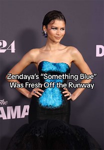 She wore blue…. feathers! Last night at #TheDrama premiere in New York, #Zendaya wore a black ballgown with electric blue ombré feathers, fresh off the #Schiaparelli spring 2026 couture runway. Tap the link above for more details.