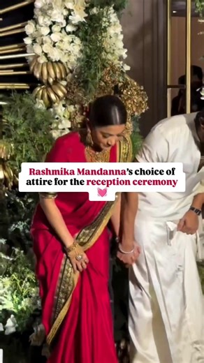 rashmika Mandanna's wore saree at reception 💓 #shorts #rashmikamandanna