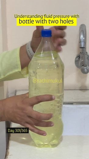 8.2K views · 368 reactions | Day 301/365 of sharing my teaching practices Topic : Understanding fluid pressure with bottle with two holes at different level . With increase in depth of liquid the pressure…. #physicsexperiment #nocost #teachersofinstagram #fluid #pressure #physics #conceptualphysics #trending #reels #day301of365 #day301 #teachingpractice | Mukul Rathi | Facebook