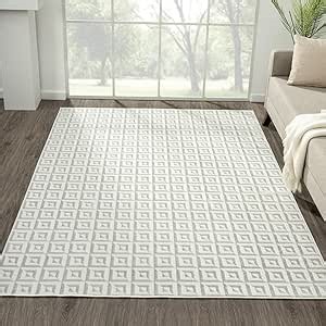LUXE WEAVERS Geometric Greek Pattern Area Rug, Cream, 4'X5'