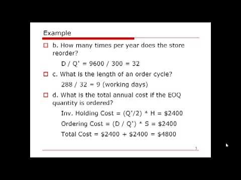 OM Calculation: EOQ and Quantity Discount