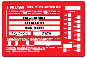 Personalized FMCSA Annual Vehicle Inspection Label - Customized With Your Company Info - Etsy