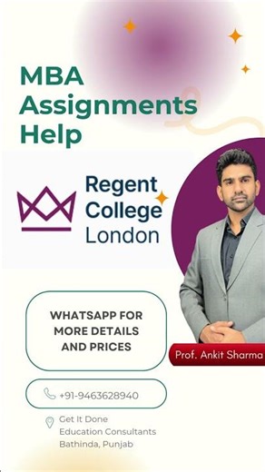 Regent College London Assignment Help MBA 2025 2026