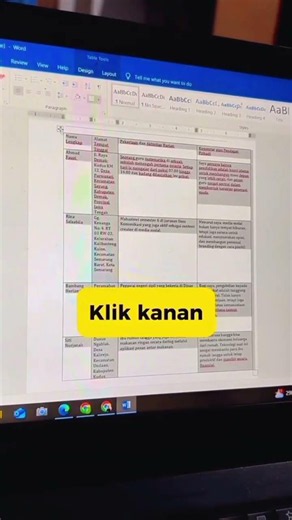 cara merapikan tabel di word yang berantakan #tutorial #msword #komputer #microsoftword #excel