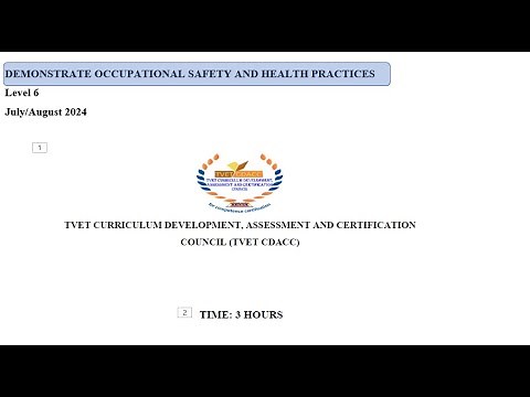 Level 6 Demonstrate Occupational Health and Safety Standards Cdacc Past Paper