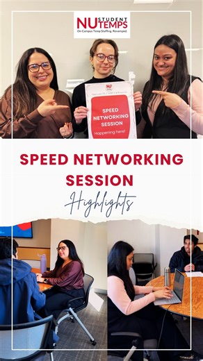 NU Student Temps on Instagram: "Relive the highlights from the Speed Networking Event held by NU Student Temps! From quickfire elevator pitches to valuable connections, all our attendees definitely brought their A-game✨ If you were part of this event, drop ‘⏳’ in the comments. If you missed it, and want a round 2, drop ‘💪’ in the comments. #NUStudentTemps #SpeedNetworking #NetworkingForStudents #NortheasternUniversity #NetworkingEvent"