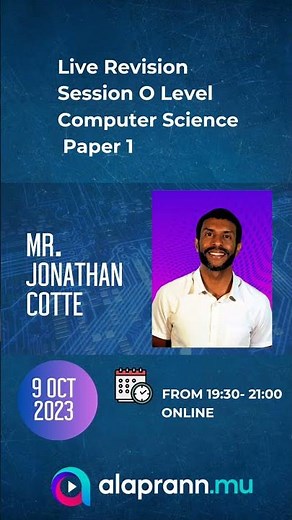 Monday 09th October 2023: Live O level Computer Science revision - PAPER 1