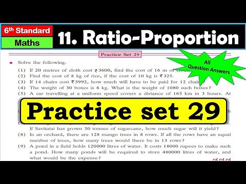 Practice set 29 | Class 6 | Ratio-Proportion | Chapter 11| Maths | Maharashtra State Board #class6
