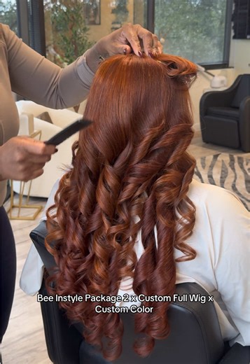 This copper red is taking over the season 🔥❤️😍 Get into this gorgeous custom wig and color for my client’s birthday trip!! #springtxhairstylist #houstonhairstylist #beeinstylehairstudio #fallhaircolor #lacewiginstall