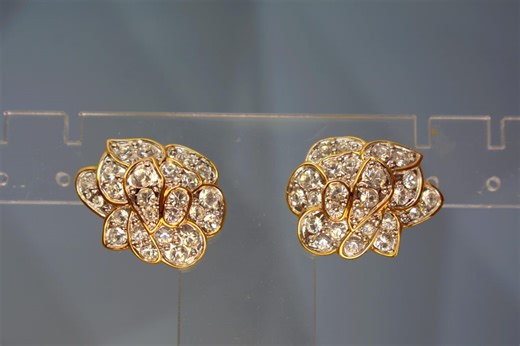 Nolan Miller Vintage Clip on Earrings: Gilded Pave Crystal Glamour Collection - Etsy