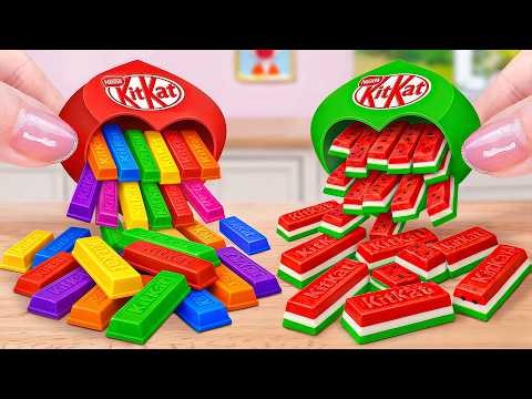Rainbow KITKAT Watermelon Stick vs KitKat Chocolate 🍫🌈 Satisfying Miniature Dessert Art Challenge