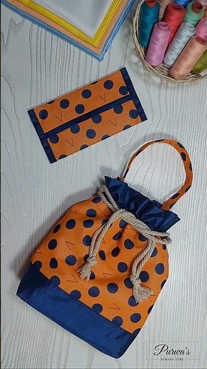 How to Sew a Drawstring Bag | Easy Fabric Handbag Step by Step