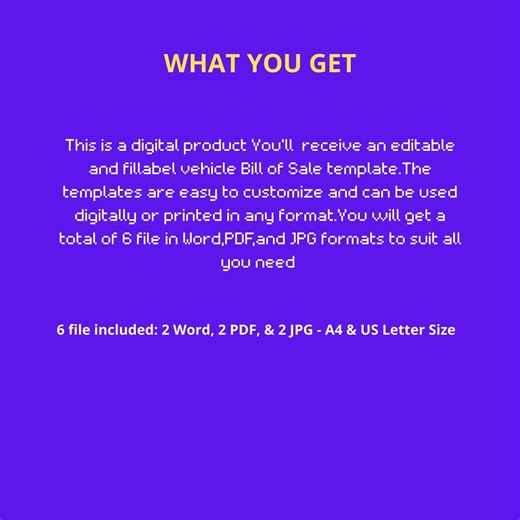 Editable Bill of Sale for Motor Vehicle | Instant Download Car Sale Form | As-is Auto Bill of Sale | Printable PDF & Word Template - Etsy